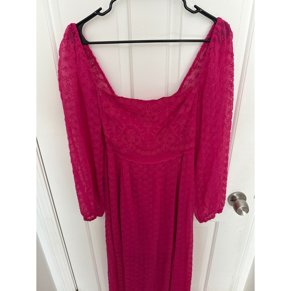 Free People Strangelove Maxi Dress Pink Purple Eyelet Lace Embroidered Sz S - Picture 2 of 12